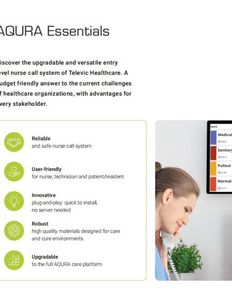 AQURA Essentials nurse call (Televic)